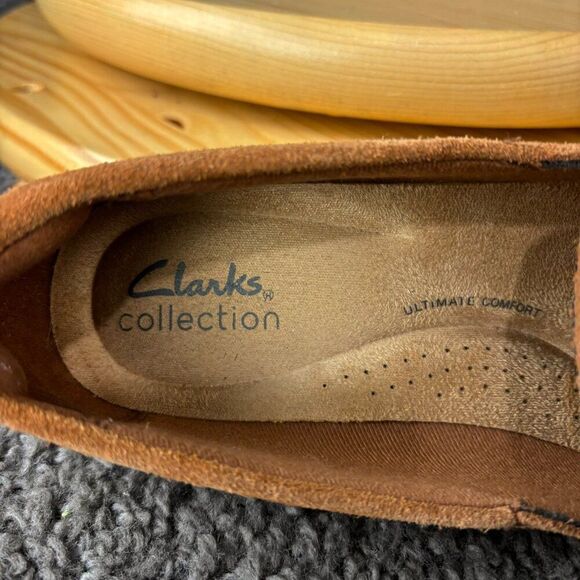 Clarks Tilmont Step Suede Loafers Womens 6.5 Cognac Flats Slip On Cap Toe Shoes - Picture 8 of 10